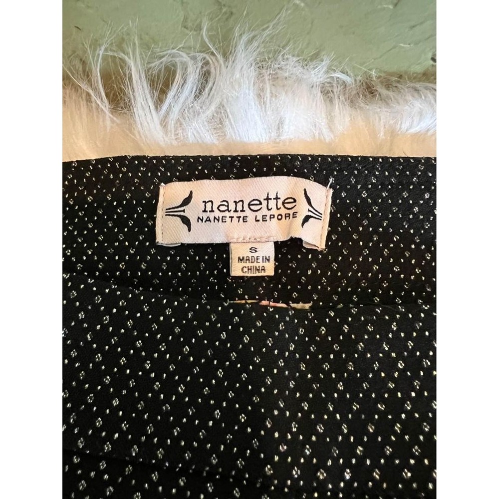 Nanette Nanette Lepore Black Silver Metallic‎ Dot Leggings Pants Small